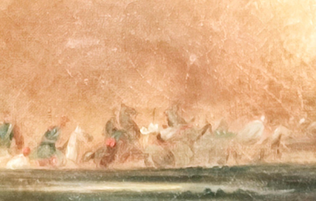 Orientalista spegnolo,  olio su tela originale di cm.80X105 , entro antica cornine -photo-2