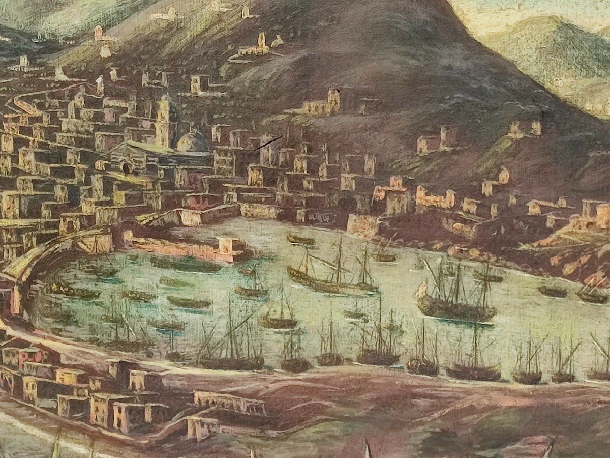 Messina e il porto a 'volo di uccello' Opera di pittore fiammingo  1590-1620.-photo-3