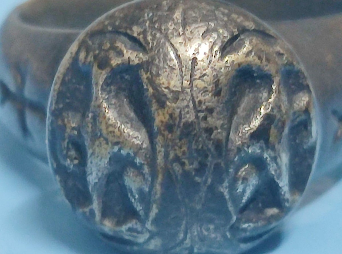 Anello-sigillo Templare Federiciano, in bronzo con la raffigurazione di due levrieri affrontati-photo-2