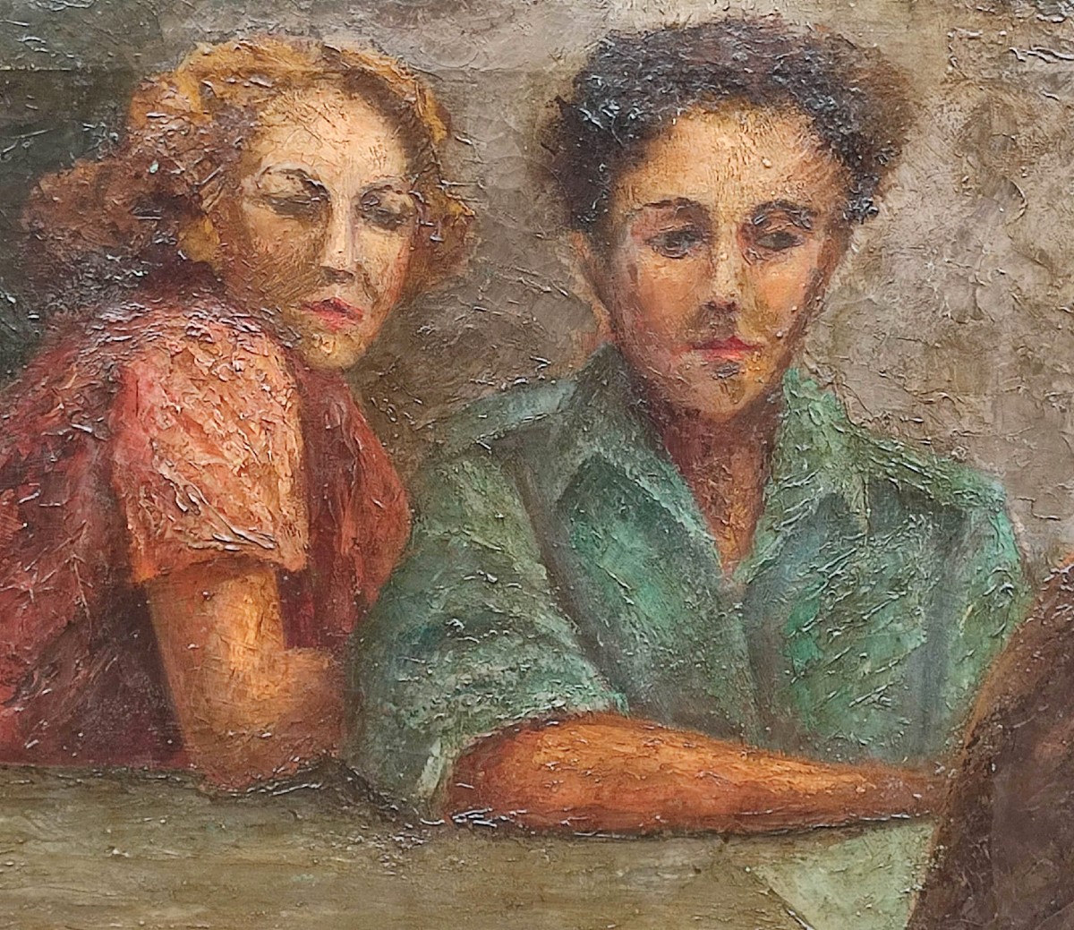 Pippo Rizzo, 'La Partita a Carte' opera firmata e datata 1923. Grande dipinto carico di energia-photo-2