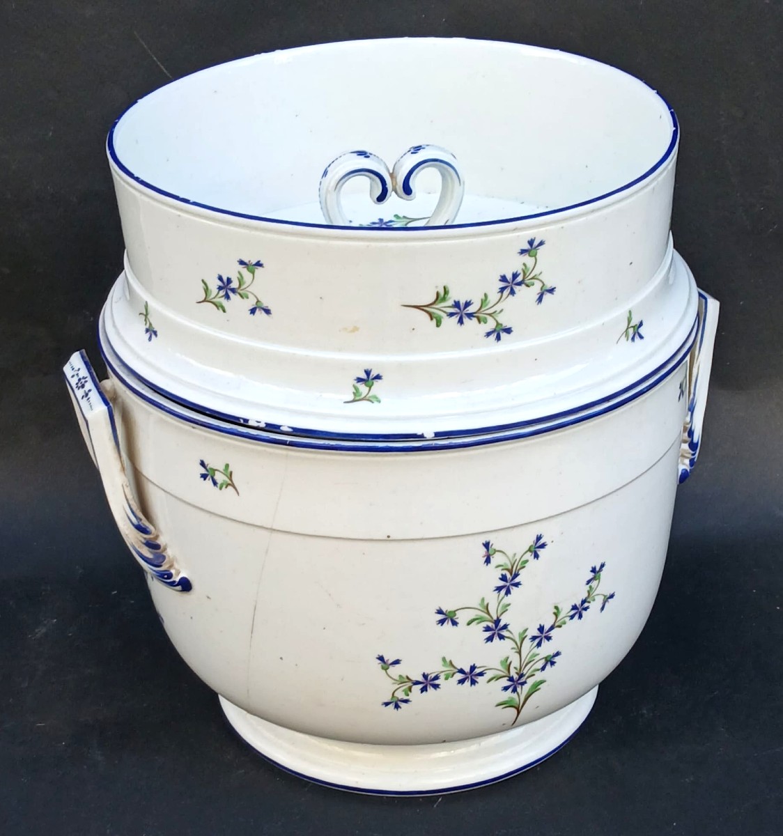 Gelatiera francese in porcelana di Niderville, decoro a Barbeau (fiordaliso)-Seconda metà XVIII