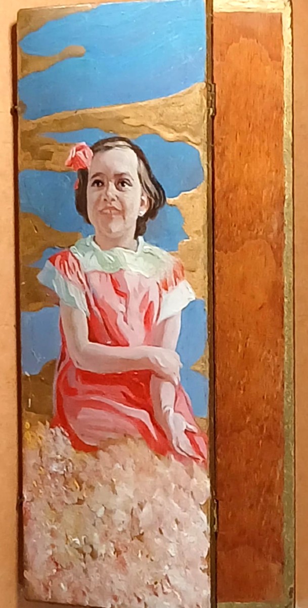 James Ensor Impressionista,   'Bimba con fiocco rosa' scatola dipinta (1880-90).-photo-1