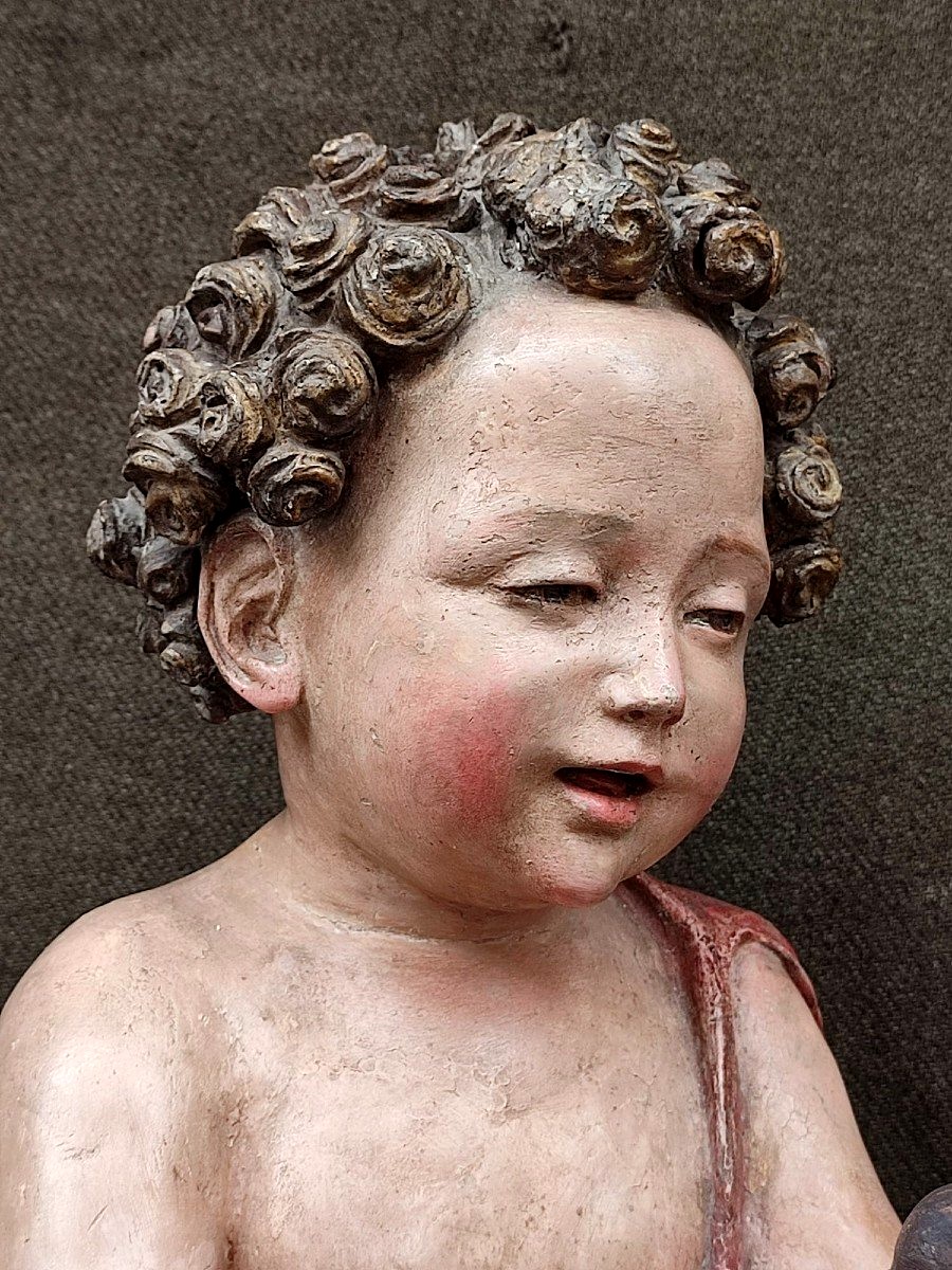 Antonio Begarelli  - Modena - San Giovannino col cardellino. Scultura in terracotta policroma.-photo-3