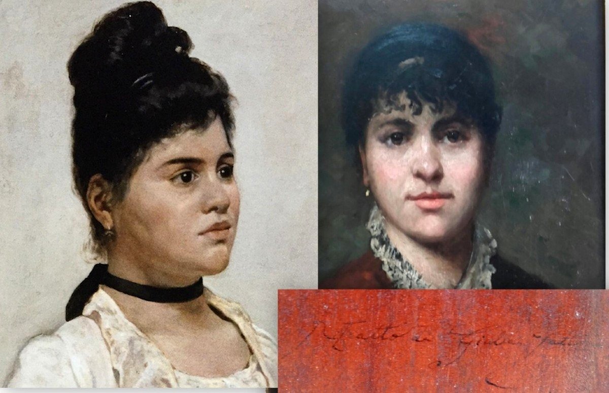 Ritratto di Giulia Fattori. Olio su tavola eseguito dal  Maestro Macchiaiolo verso il 1884.-photo-3
