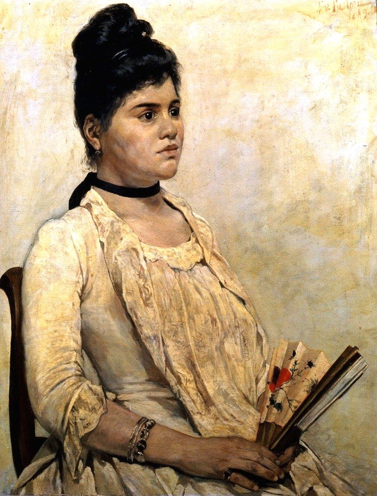 Ritratto di Giulia Fattori. Olio su tavola eseguito dal  Maestro Macchiaiolo verso il 1884.-photo-2