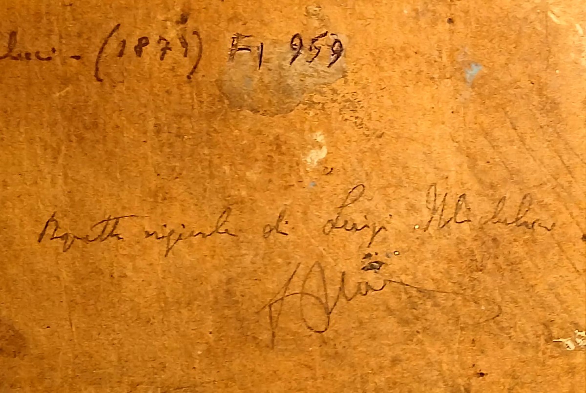 Luigi Michelacci macchiaiolo.  Olio su cartone .'' La Donna in rosa'-photo-3