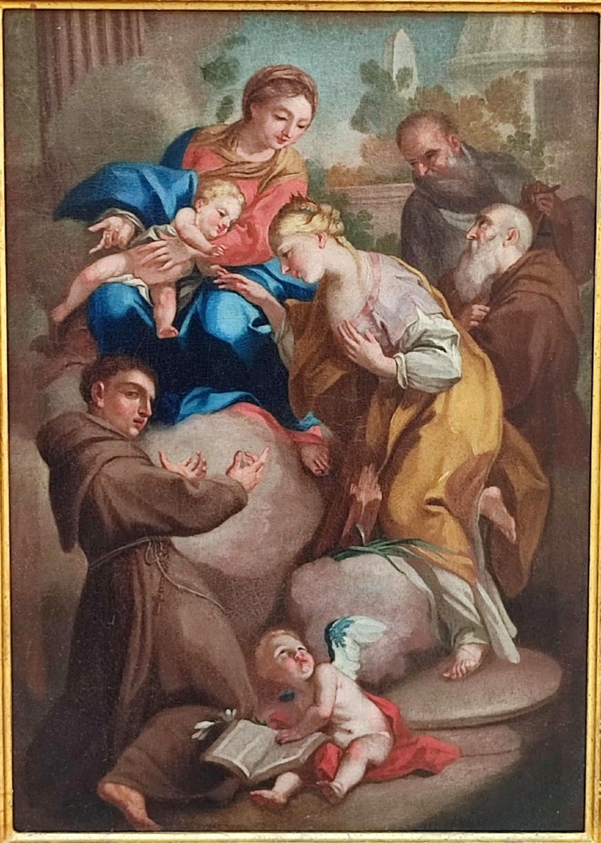Antonio Balestra- (Verona 1666-1740) Bozzetto del dipinto 'Matrimonio Mistico di S.Caterina'-photo-4