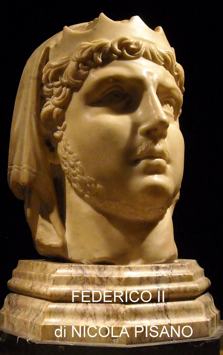 Federico II coronato. Scultura in marmo di Nicola Pisano. Testo di Scultura gotica italiana.-photo-3