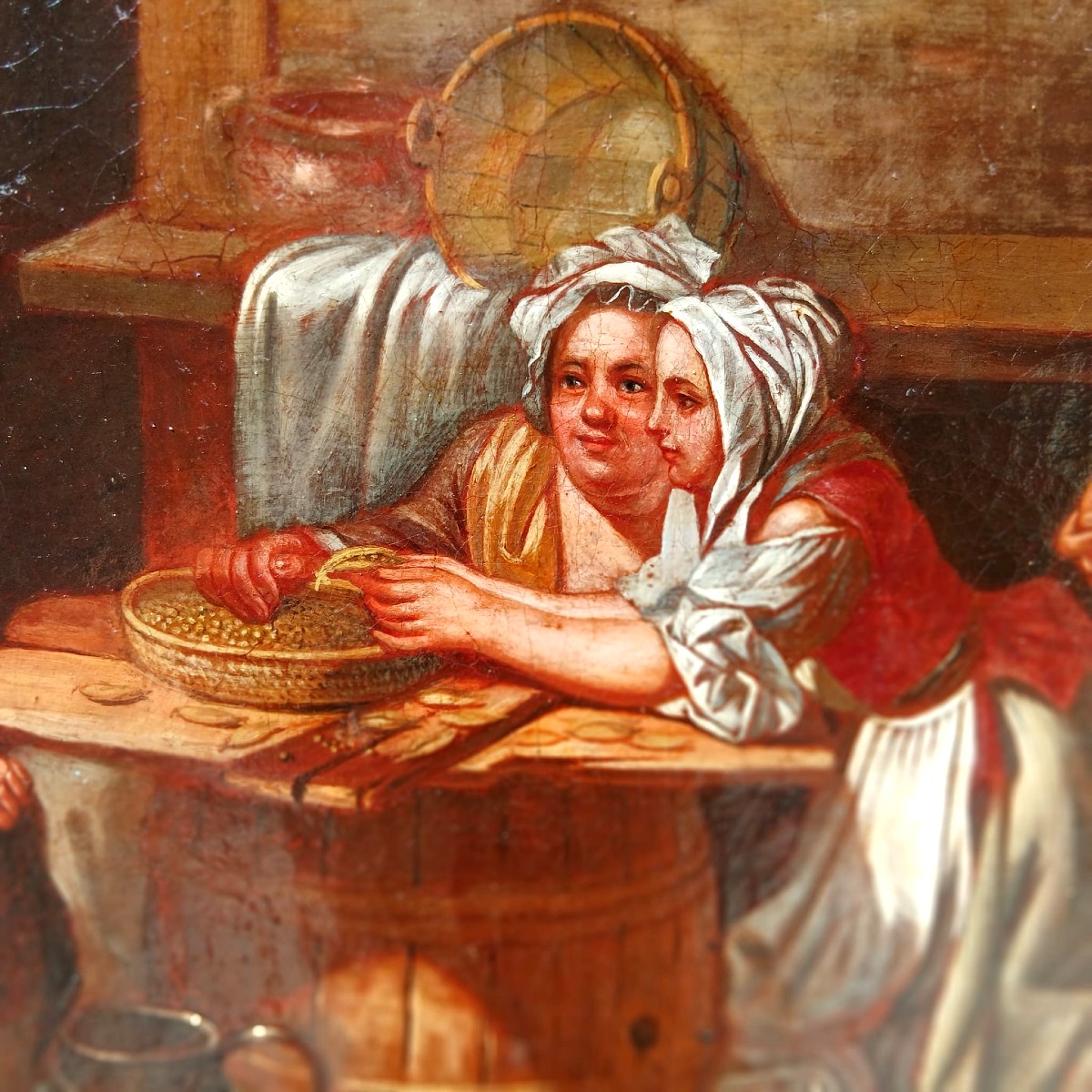  Jean Baptiste Greuze 'La scorpacciata di piselli' Opera firmata. cm 38x46--photo-2