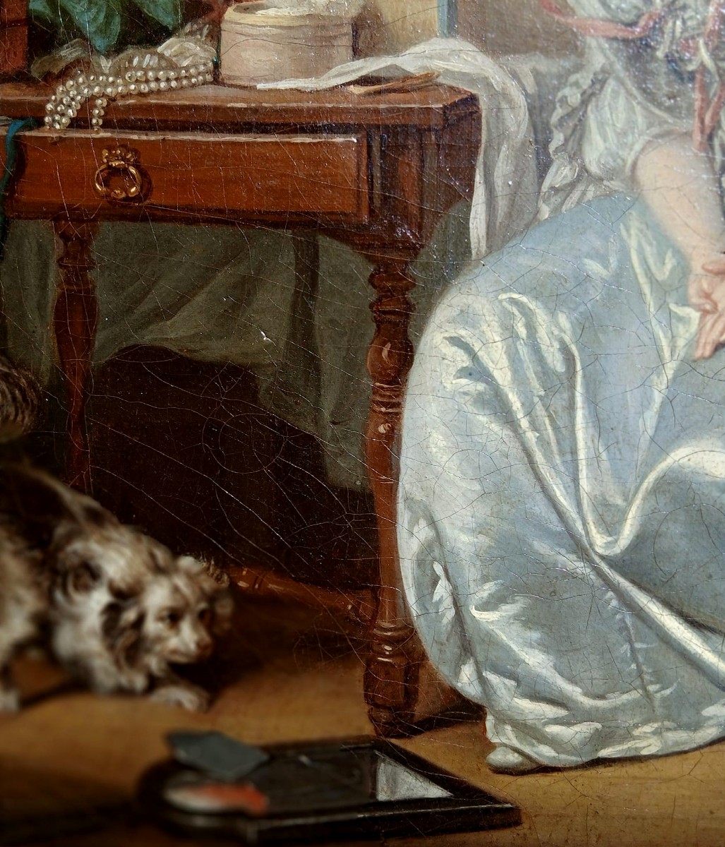 J.B.Greuze 'Lo Specchio Rotto' Replica con  bottega di cm. 56x46. -photo-2