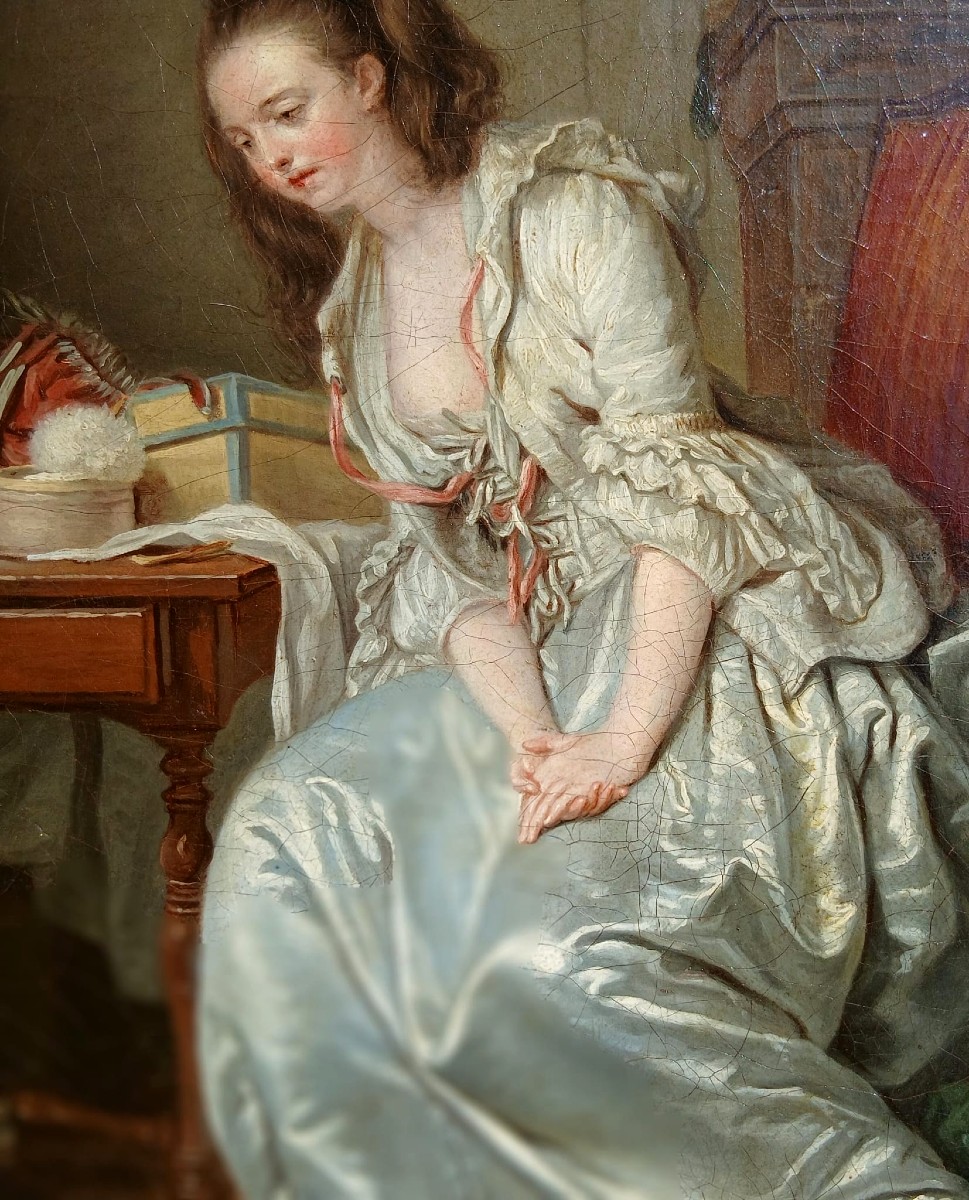J.B.Greuze 'Lo Specchio Rotto' Replica con  bottega di cm. 56x46. -photo-1