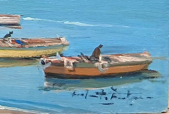 Coppia di Marine della costa mediterranea. Napoli sec. XX. cm 30x40- firmate F.Fontana.-photo-4