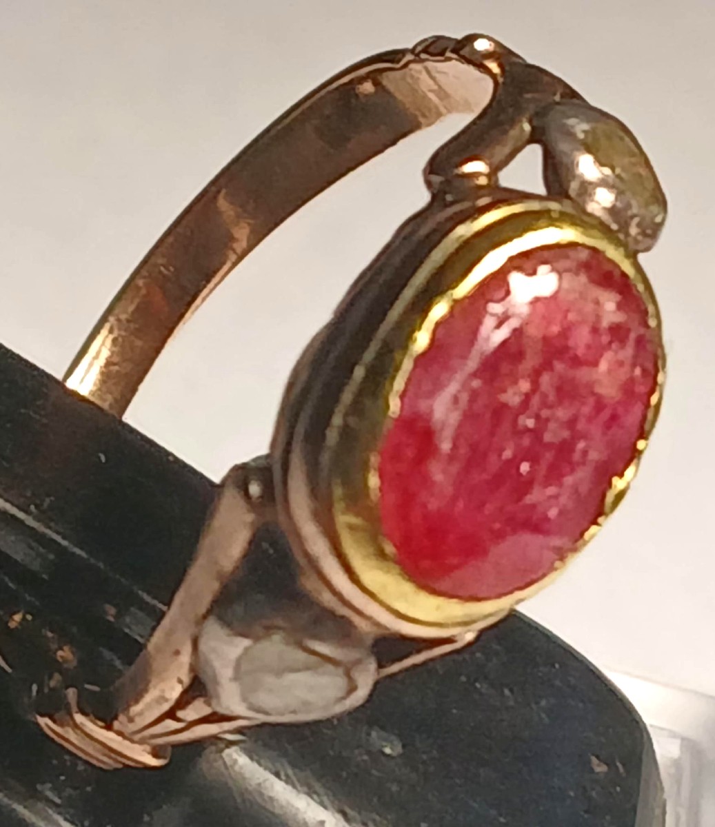 Anello di Piana degli Albanesi in oro diamanti e rubino centrale. Sicilia  Epoca Luigi XIV-photo-3