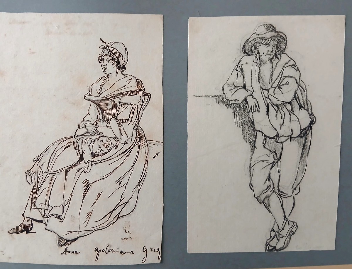 Roma Sparita. Documentazione di 19 disegni di costumi popolari della Roma inizi 800'.-photo-3