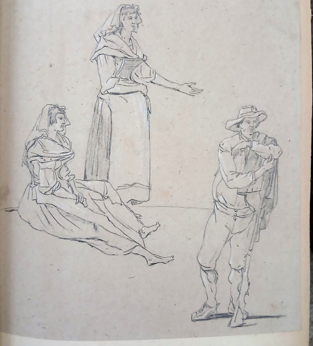 Roma Sparita. Documentazione di 19 disegni di costumi popolari della Roma inizi 800'.-photo-4