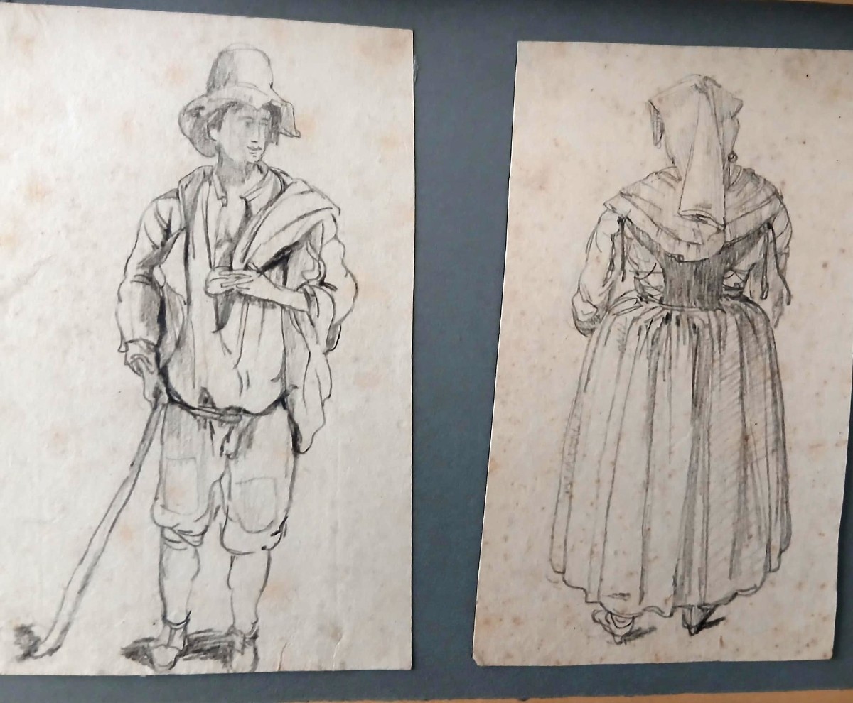 Roma Sparita. Documentazione di 19 disegni di costumi popolari della Roma inizi 800'.-photo-6