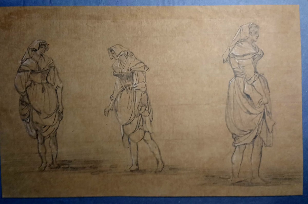 Roma Sparita. Documentazione di 19 disegni di costumi popolari della Roma inizi 800'.-photo-2