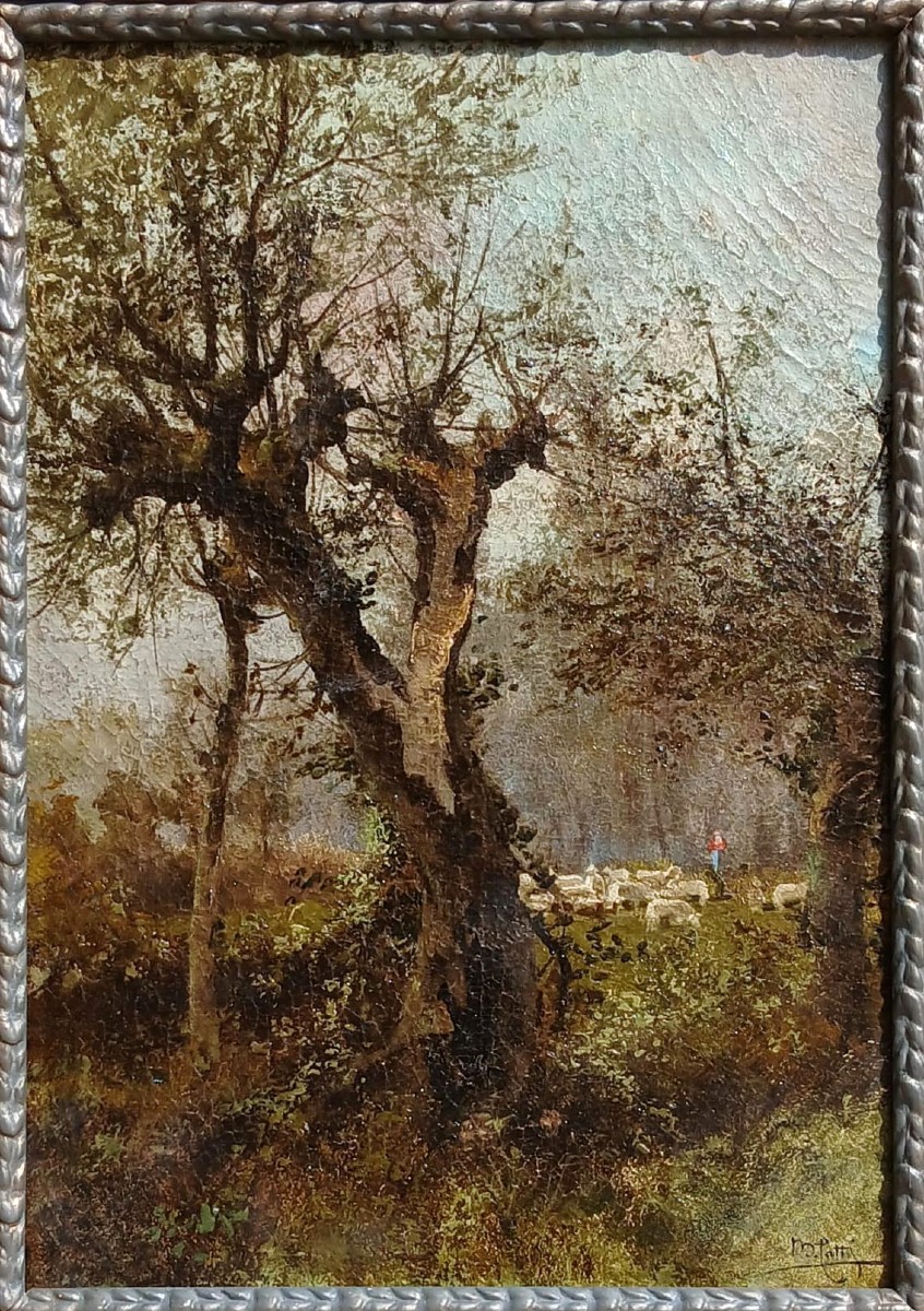 Michele Catti- Palermo 1855-1914 -'L'Albero spaccato' 1889-90- Olio su tela riportato su tavola-photo-2