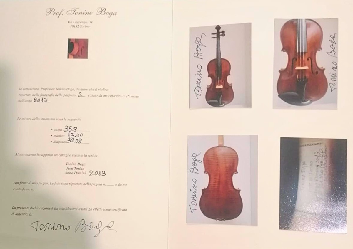 traduci in francese Violino di liuteria torinese con certificato Maestro Tonino Boga-photo-1