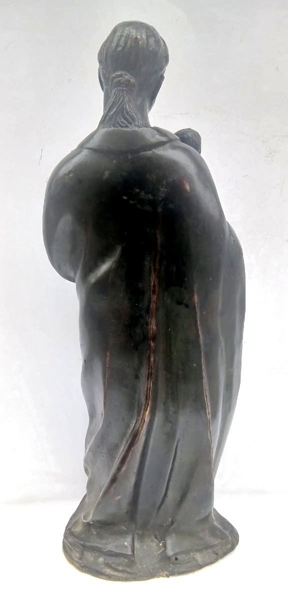 Madonna con Bambino . Scultura in bronzo Franco-Fiamminga degli inizi del XVI secolo. -photo-2