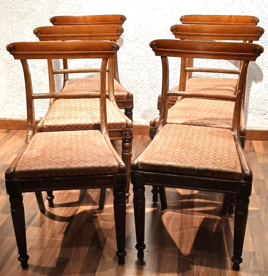 Sei sedie austriache Biedermeier in legno di acero massiccio, spalliere a conca. !830-photo-2