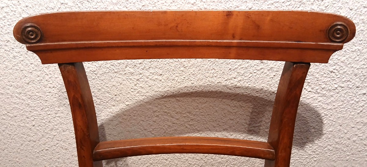 Sei sedie austriache Biedermeier in legno di ciliegio massiccio, spalliere a conca. 1830-photo-3