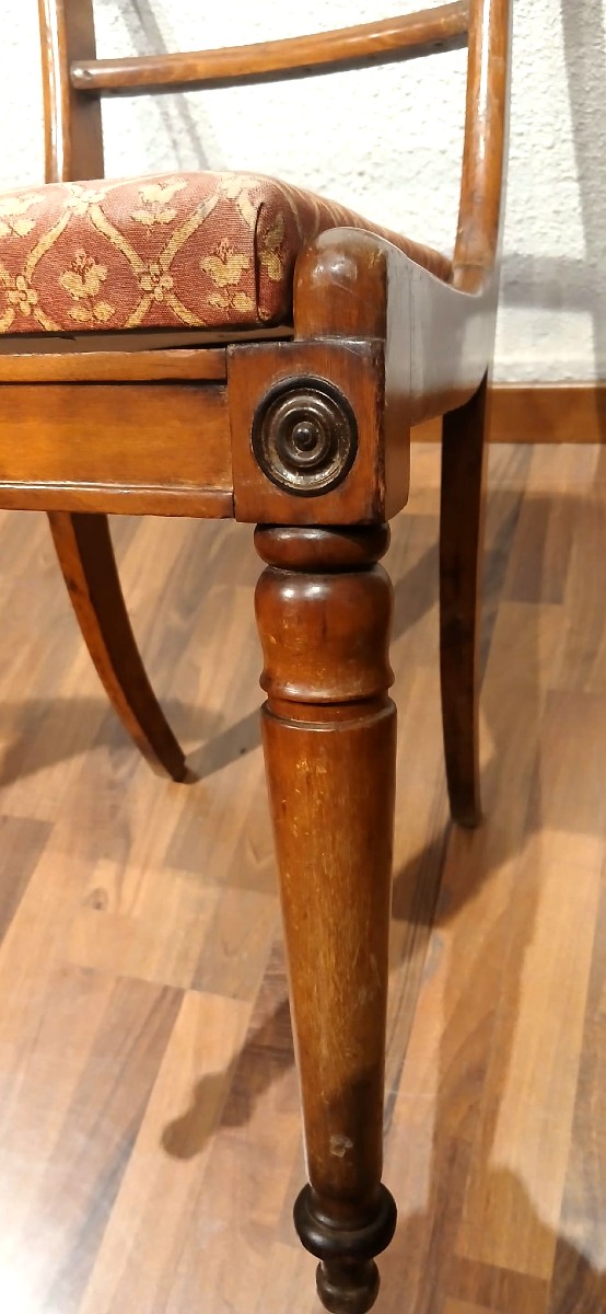 Sei sedie austriache Biedermeier in legno di ciliegio massiccio, spalliere a conca. 1830-photo-4