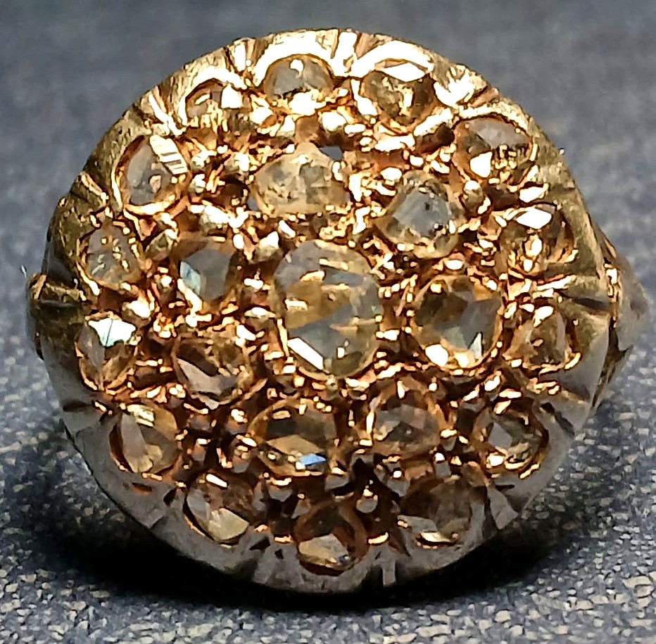 Anello a toppa in oro e rose di diamante kt.1,20  del primo 900'. -photo-4