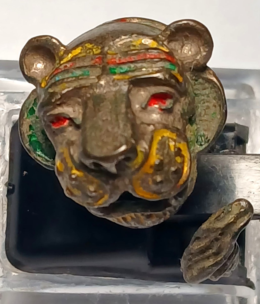 Anello Moghul periodo islamico. Tigre che ruggisce, in argento e smalti. Sec. XVII-XVIII-photo-2