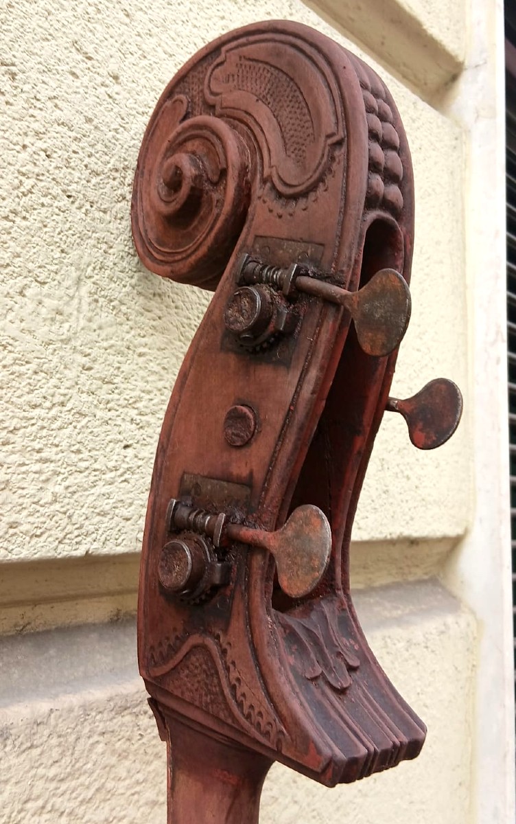  Contrabasso 4/4 a tre corde, di liuteria italiana, altezza cm.185 circa, databile verso 1830-photo-3
