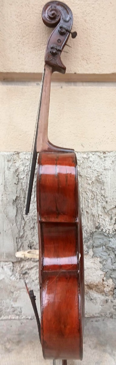  Contrabasso 4/4 a tre corde, di liuteria italiana, altezza cm.185 circa, databile verso 1830-photo-2