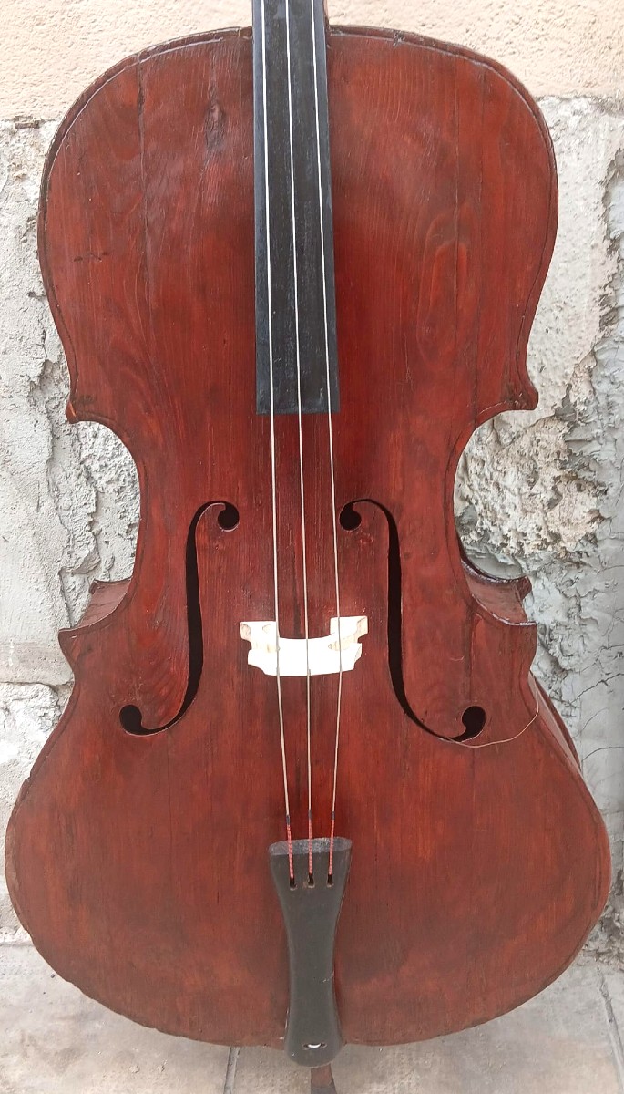  Contrabasso 4/4 a tre corde, di liuteria italiana, altezza cm.185 circa, databile verso 1830-photo-4