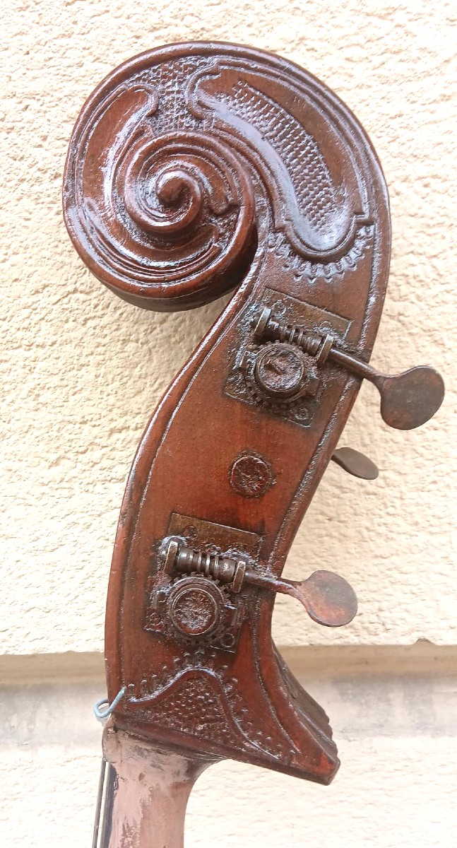 Contrabasso 4/4 a tre corde, di liuteria italiana, altezza cm.185 circa, databile verso 1830-photo-5