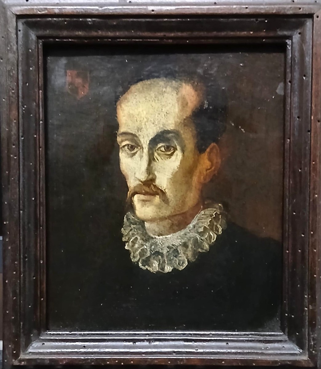 Torquato Tasso- Ritratto ad olio su rame, databile verso il 1580, entro la sua cornice coeva.