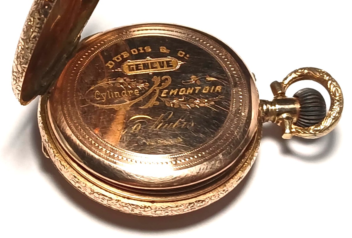 Orologino svizzero  da donna cesellato in oro 12 kt - 'occhio di bue' - funzionante.-photo-4