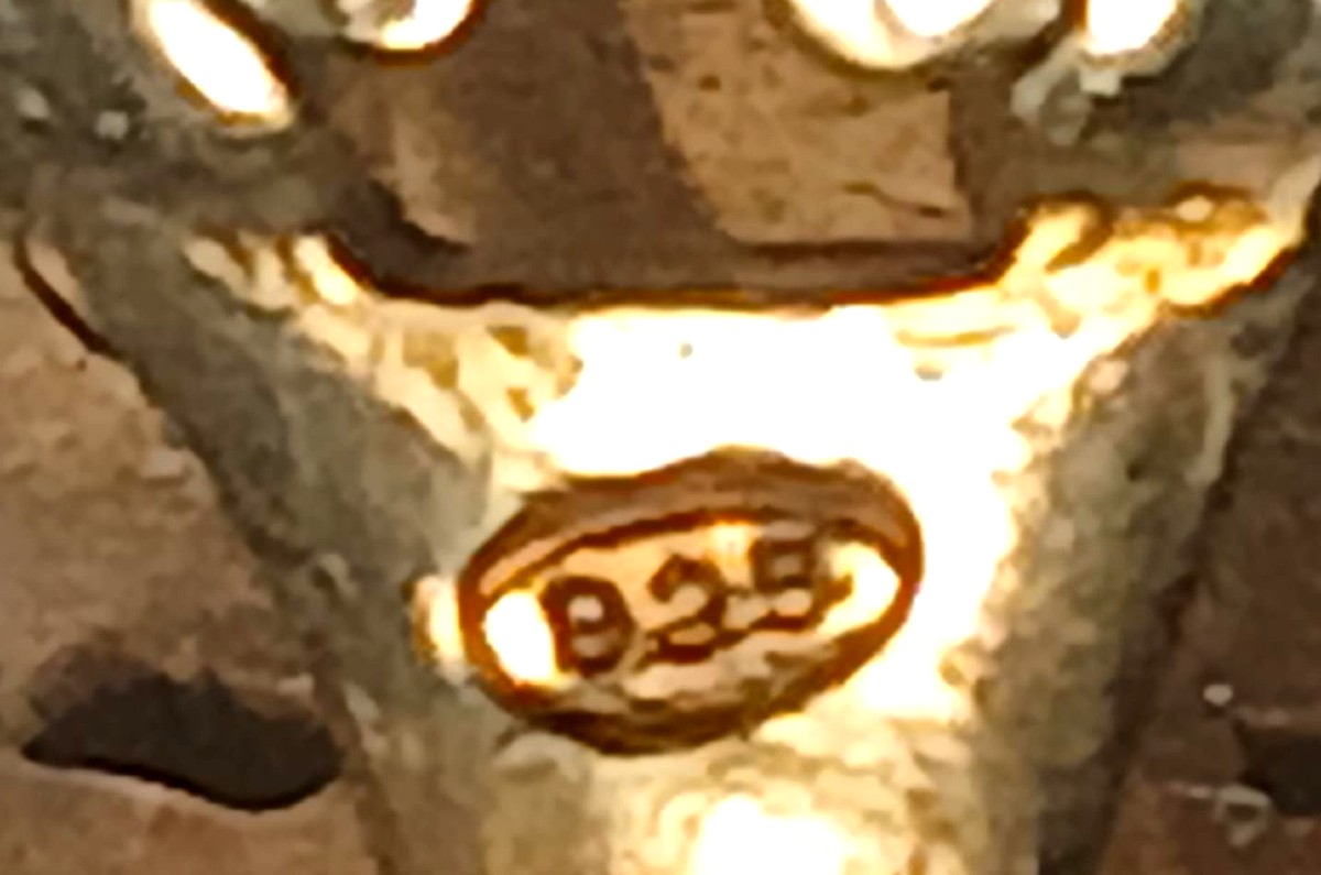 Orecchini Rinascimento di  Desin 1970 firmati 'Percossi Papi' argento 925 dorato- cm.8,5-photo-1