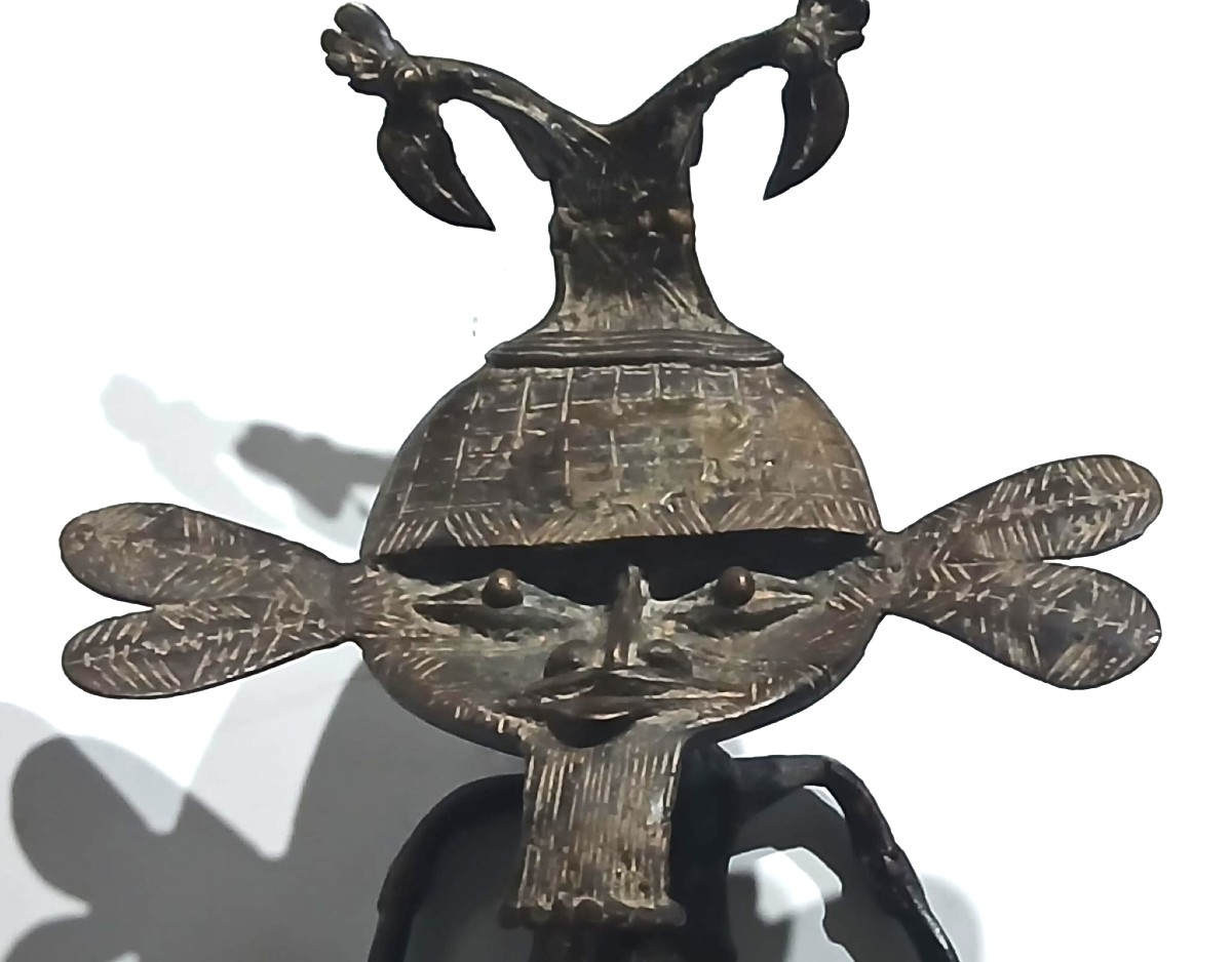 Feticcio Fon in bronzo del Benin. Potente oggetto voodoo, proteggeva da ogni minaccia.-photo-2