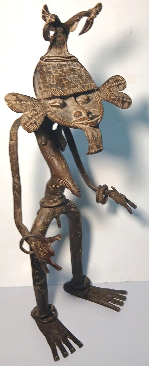 Feticcio Fon in bronzo del Benin. Potente oggetto voodoo, proteggeva da ogni minaccia.-photo-3