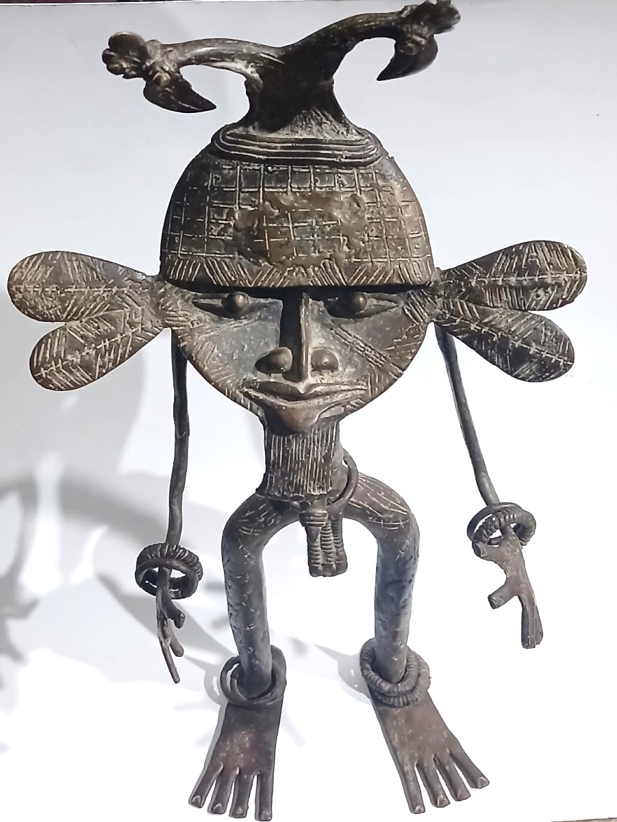 Feticcio Fon in bronzo del Benin. Potente oggetto voodoo, proteggeva da ogni minaccia.-photo-1