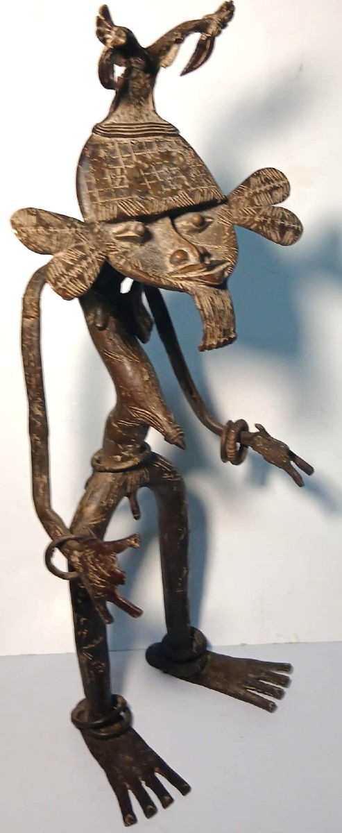 Feticcio Fon in bronzo del Benin. Potente oggetto voodoo, proteggeva da ogni minaccia.-photo-2
