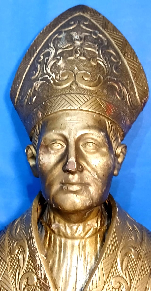 San Gennaro - Scultura lignea e pastiglia dorata, epoca Luigi XVI - Italia sec. XVIII-photo-2