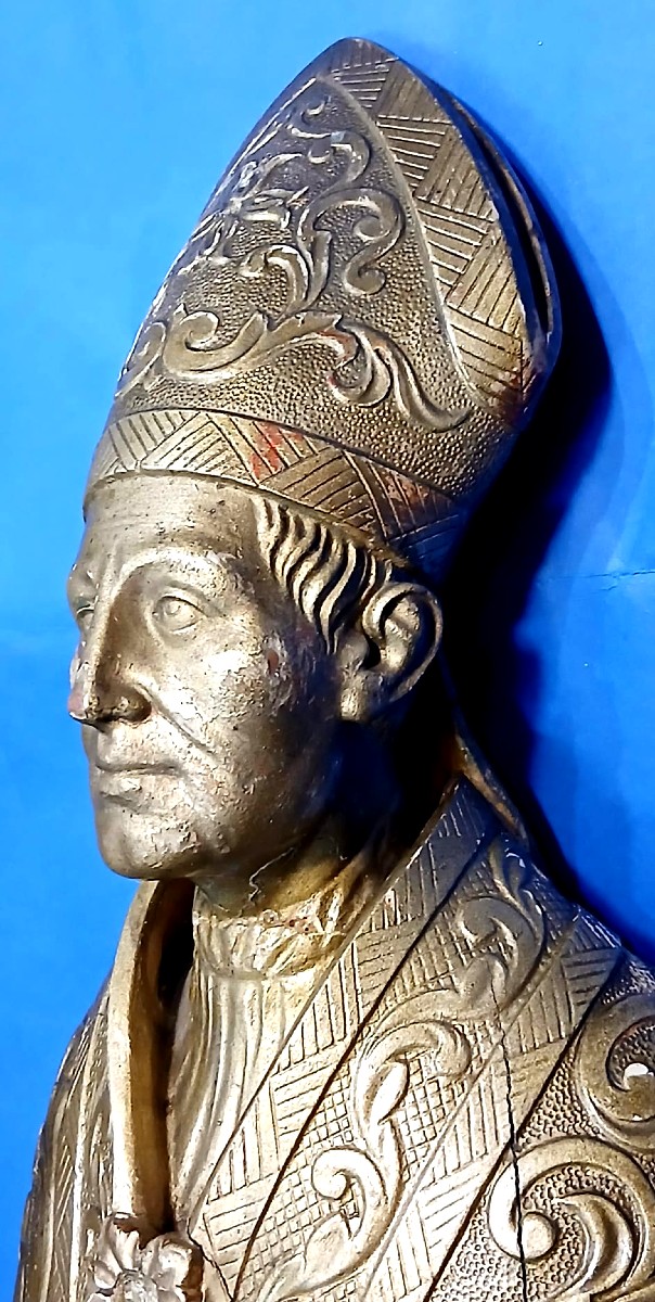 San Gennaro - Scultura lignea e pastiglia dorata, epoca Luigi XVI - Italia sec. XVIII-photo-4