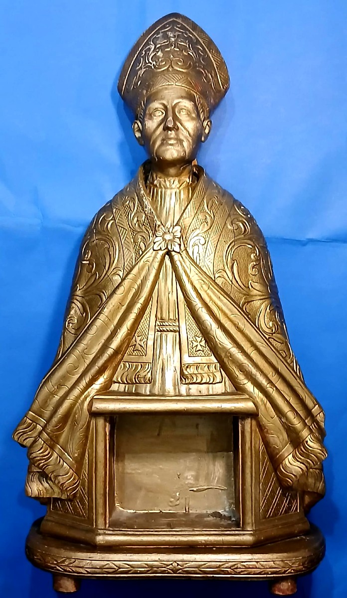 San Gennaro - Scultura lignea e pastiglia dorata, epoca Luigi XVI - Italia sec. XVIII-photo-3