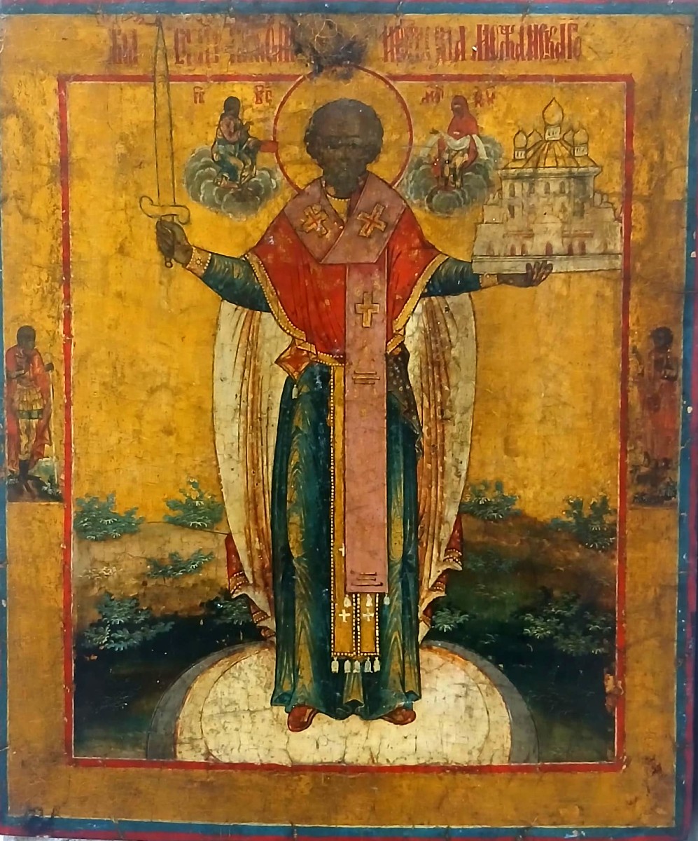 San Nicola di Mozajsk. Icona della scuola di Mosca del primo 800'.  (cm.31x26)