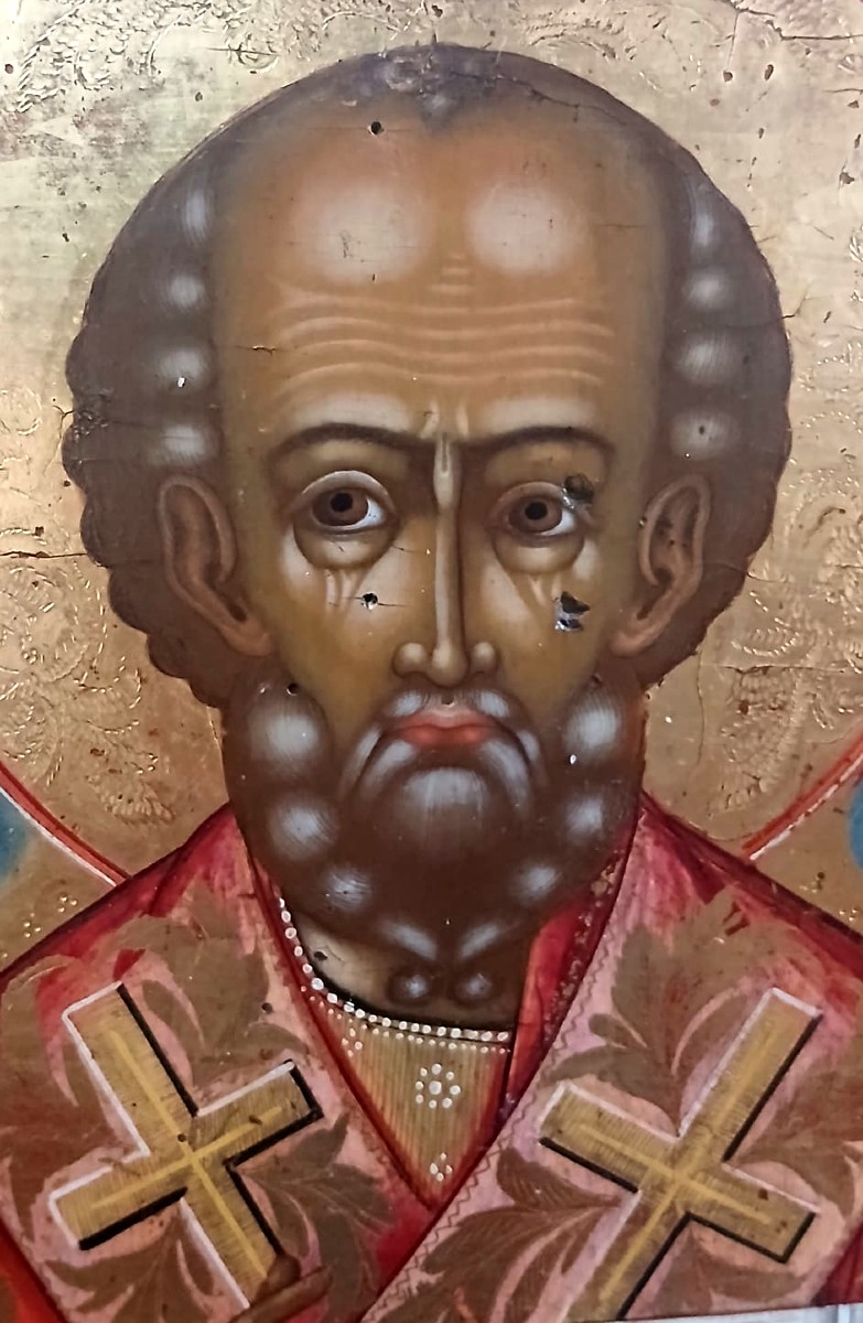 San Nicola.  Icona fondo oro dipinta a tempera su tavola.  Scuola di Mosca databile 1850 circa.-photo-2