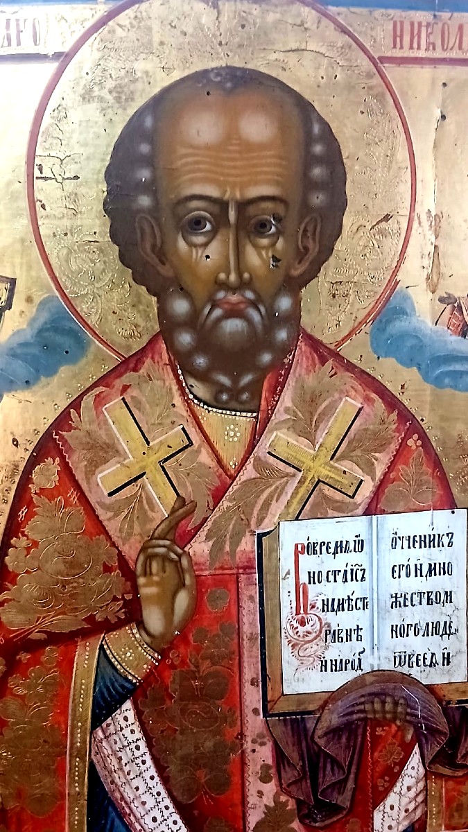 San Nicola.  Icona fondo oro dipinta a tempera su tavola.  Scuola di Mosca databile 1850 circa.-photo-3