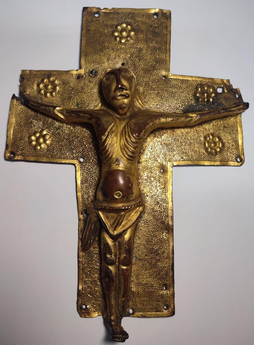 Crocifisso Longobardo in rame dorato a mercurio. (569-774 d.c)-photo-3
