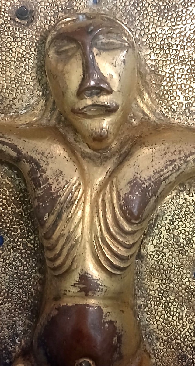 Crocifisso Longobardo in rame dorato a mercurio. (569-774 d.c)-photo-2