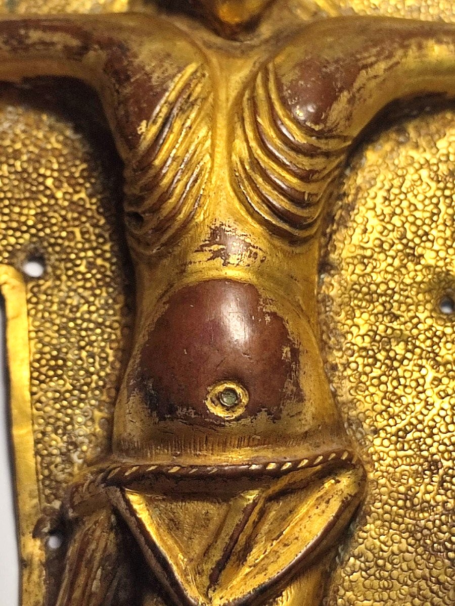 Crocifisso Longobardo in rame dorato a mercurio. (569-774 d.c)-photo-3