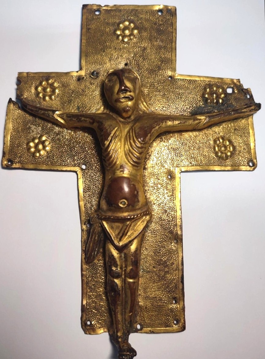 Crocifisso Longobardo in rame dorato a mercurio. (569-774 d.c)-photo-6